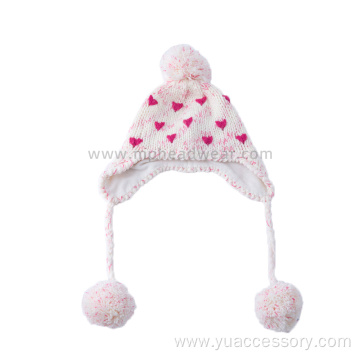 Winter Outdoor 100% Acrylic Earflaps Pom Pom hat